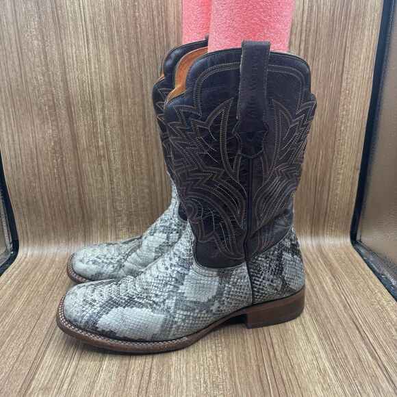 Alfa Western Wear Rustic Natural Python Leather Cowboy Boots Size 28 US 10 Men’s - Picture 3 of 10